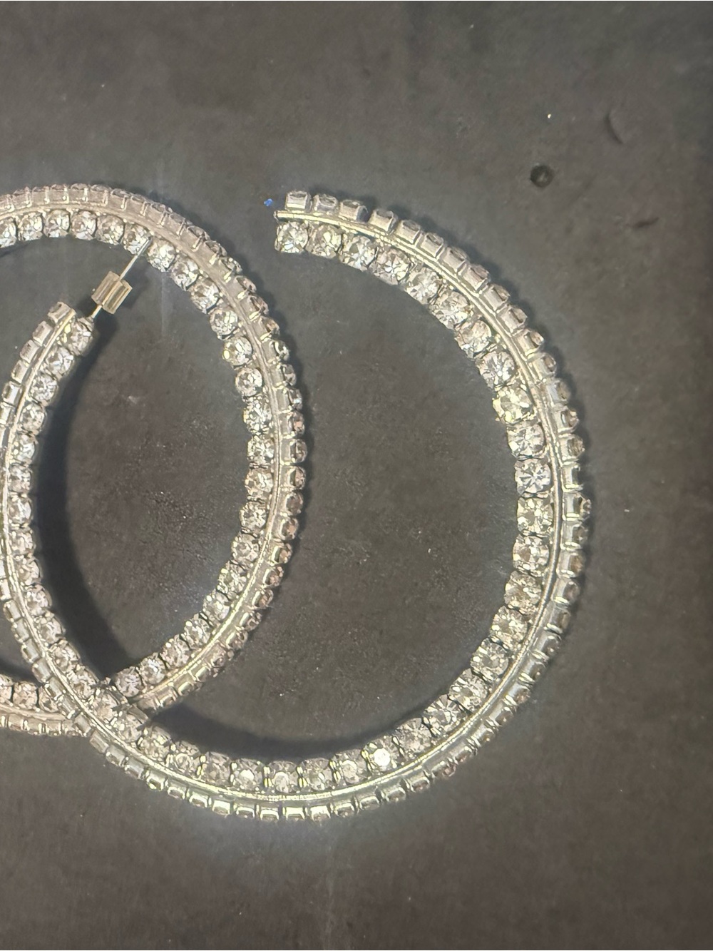Silver Crystal Hoop Earrings - Sparkling Women Jewelry
